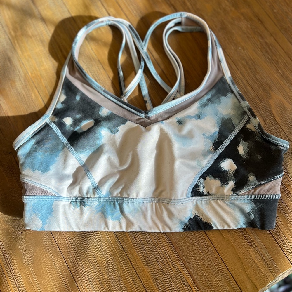 Lululemon Athletica Blue and Black Sports Bra with Criss-Cross Straps